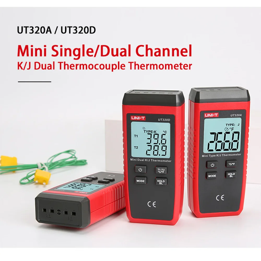 UNI-T Термометр термопары UT320D UT320A LCD подсветка мини контактный Тип двухканальный K/J