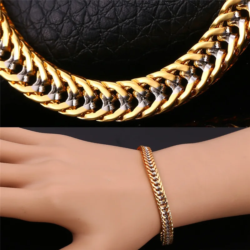 Браслет цепочка мужской двухцветный 5 мм H244|bracelets for|bracelet for twochain bracelet |