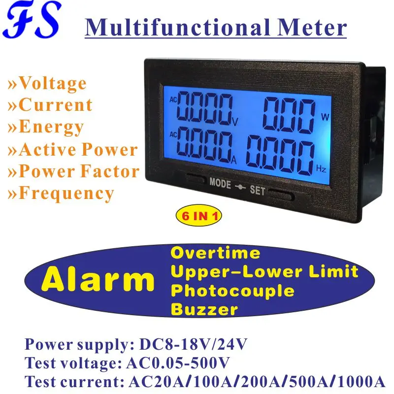 YB5142DM AC 20A 100A 200A 500A PF метр ЖК дисплей цифровой вольтметр Амперметр переменного