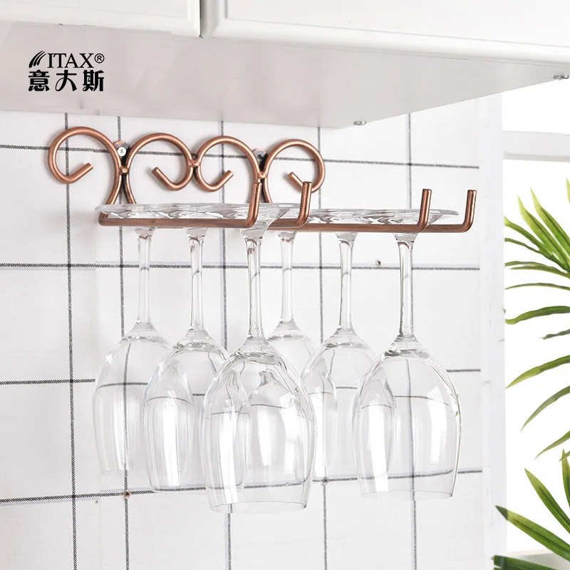Wall-mounted double-row red wine cup rack hanging upside-down cup rack and elevated cup rack kitchen restanrant cup holder