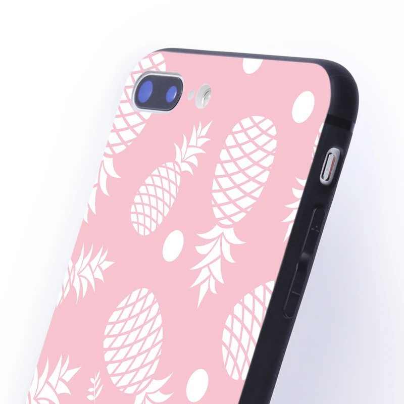 Lemooc Super Cute Phone Case for iPhone 7 8 Plus Soft TPU+PC Pink Color Pineapple Cases X |