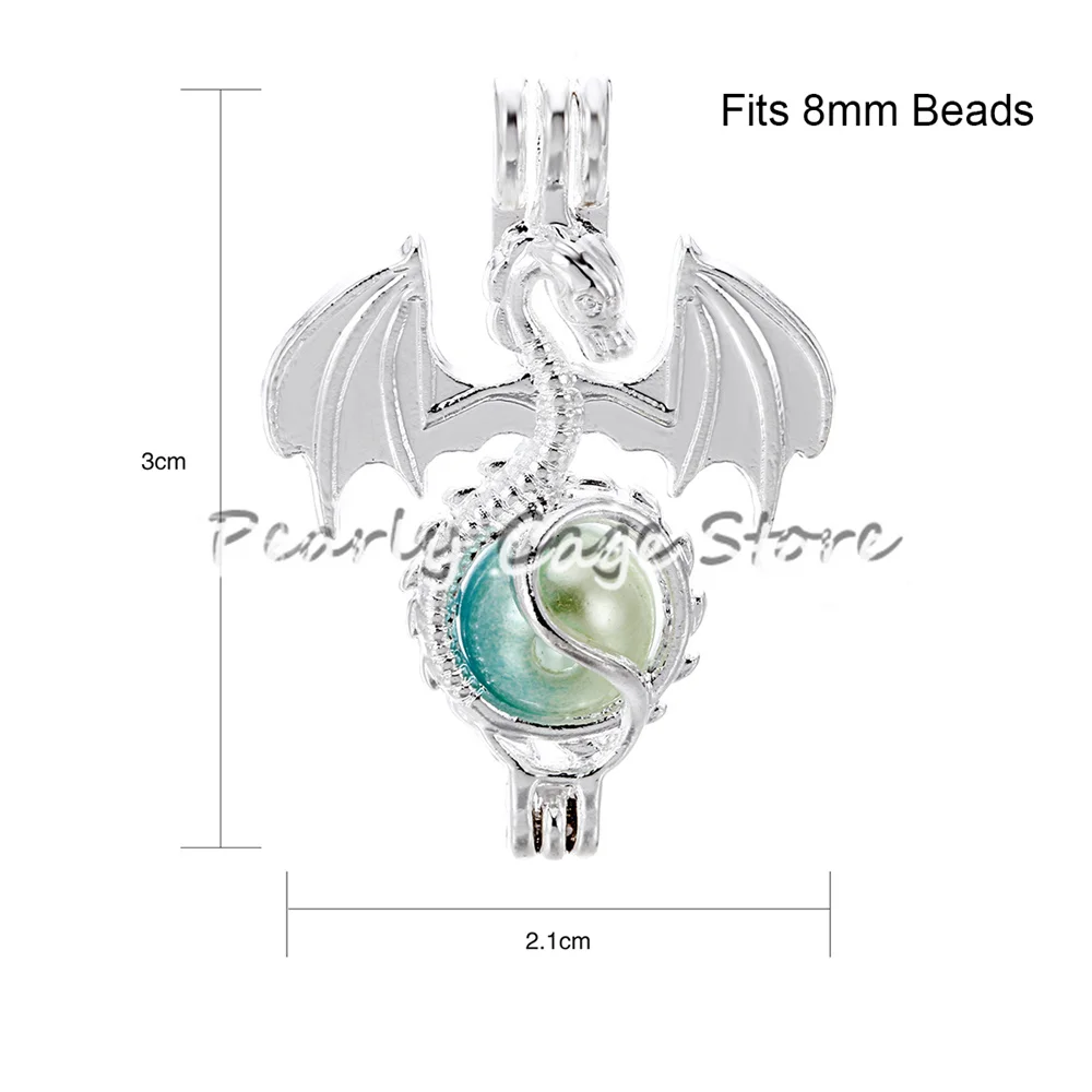 1 шт. серебряный дракон карета слон сердце жемчужная клетка из бисера эфирное