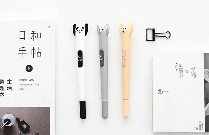Creative Cartoon Animal Soft Silicone Gel Pen Personality Cute Shape Signature Needle Pen Student Stationery(Random Color