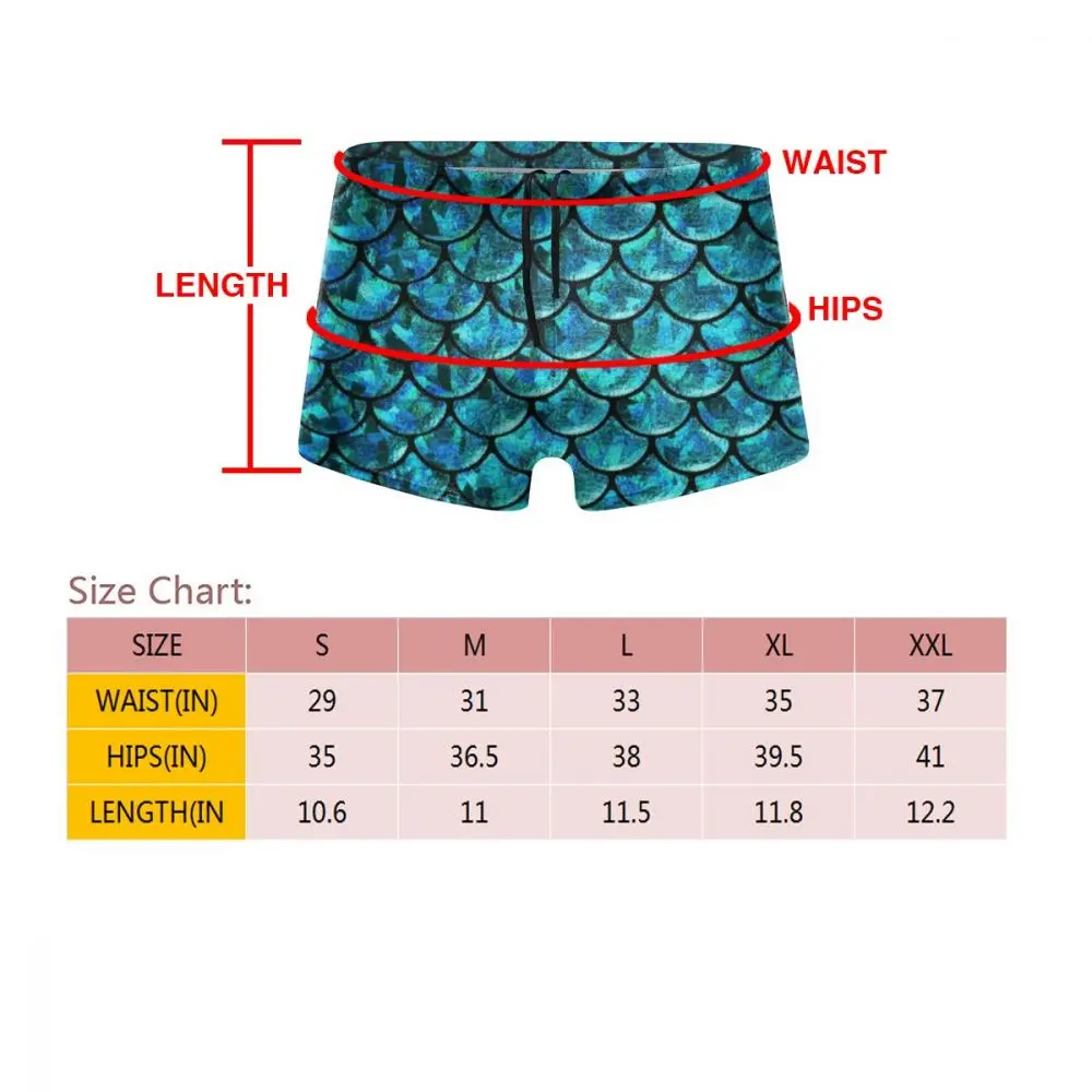 Mermaid Skin Seamless Pattern Pattern 3D Printing Speedo Men's Bathing Male Swimming Trunks Men Boxer Swimwear Sexy Low Waist