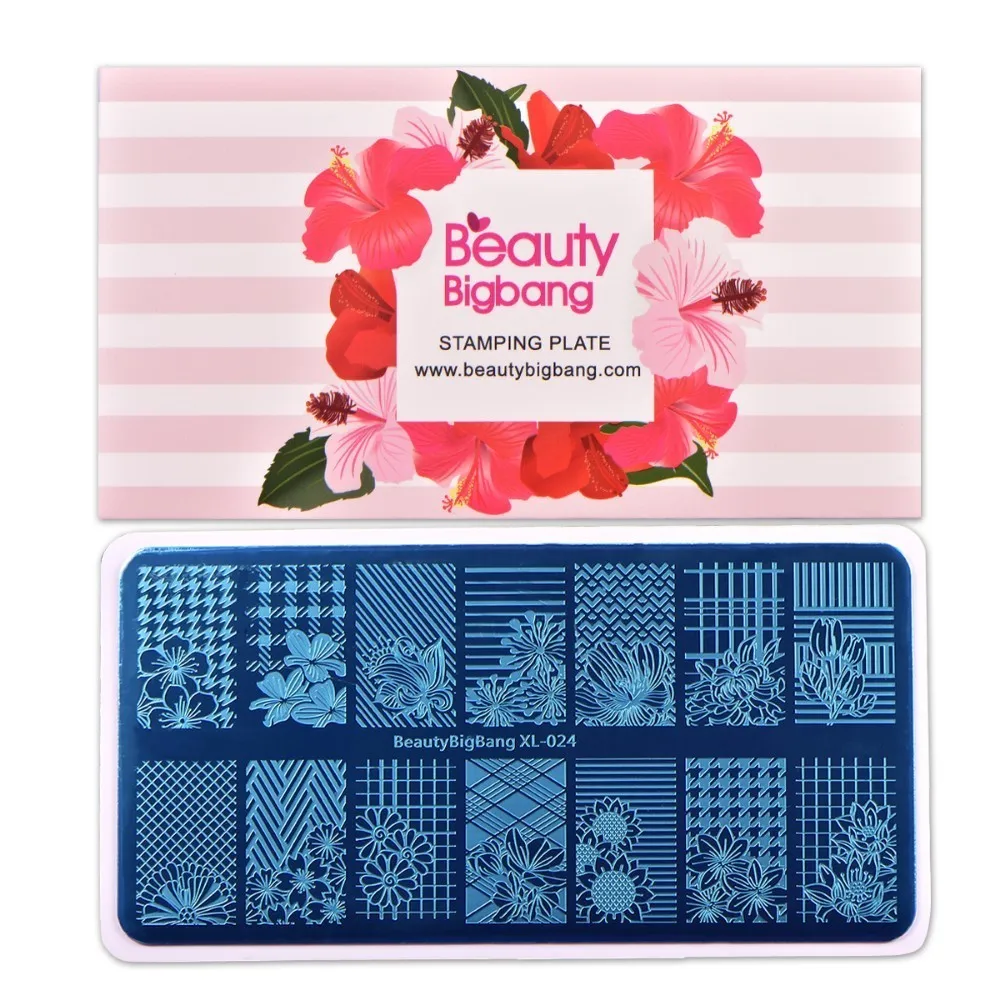 BeautyBigBang пластины для стемпинга ногтей полосатые Цветочные блоки подсолнухи
