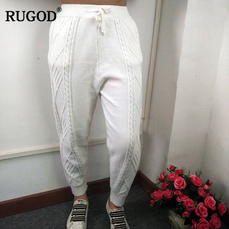 Женские брюки на шнуровке RUGOD однотонные мягкие свободные с эластичным поясом