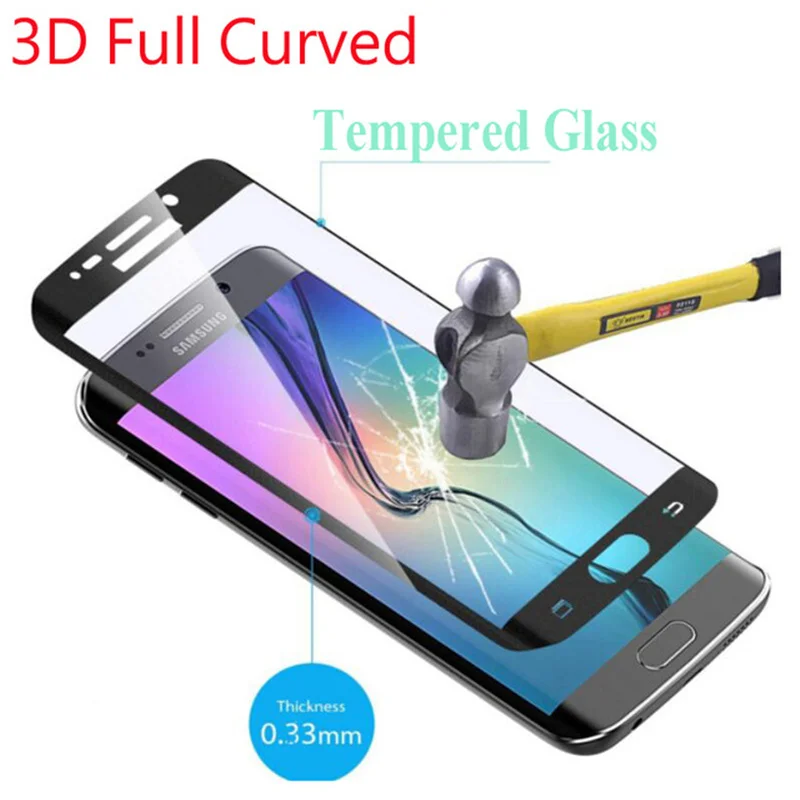 9H 3D изогнутое закаленное стекло с полным покрытием для Samsung Galaxy S6 S7 Edge Plus S8 Note 8