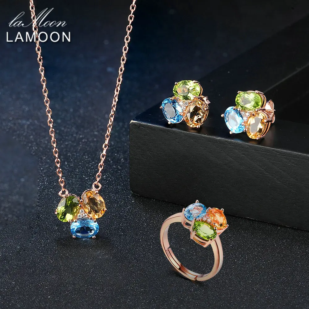 Женский ювелирный комплект из серебра 100% пробы с натуральным Цитрином|jewelry sets|fine