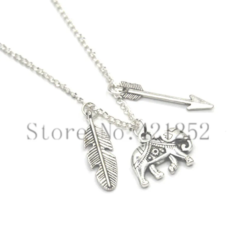 12 шт. ожерелье в виде слона брелок-браслет с подвеской из искусственных перьев