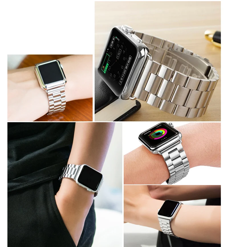 Mdnen 42 мм 38 мм металлический браслет из нержавеющей стали для Apple Watch, сменный ремешок для часов iWatch Series 3 2 1