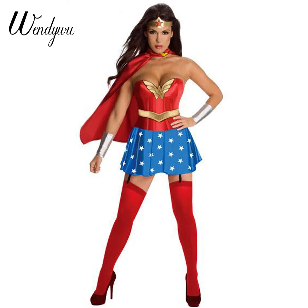 ML5201 Costumes Wendywu Горячая Сексуальная Хэллоуин косплей женщин супергероя без бретелек звезды Мини платье костюмы - Цвет: ML5201 Costumes