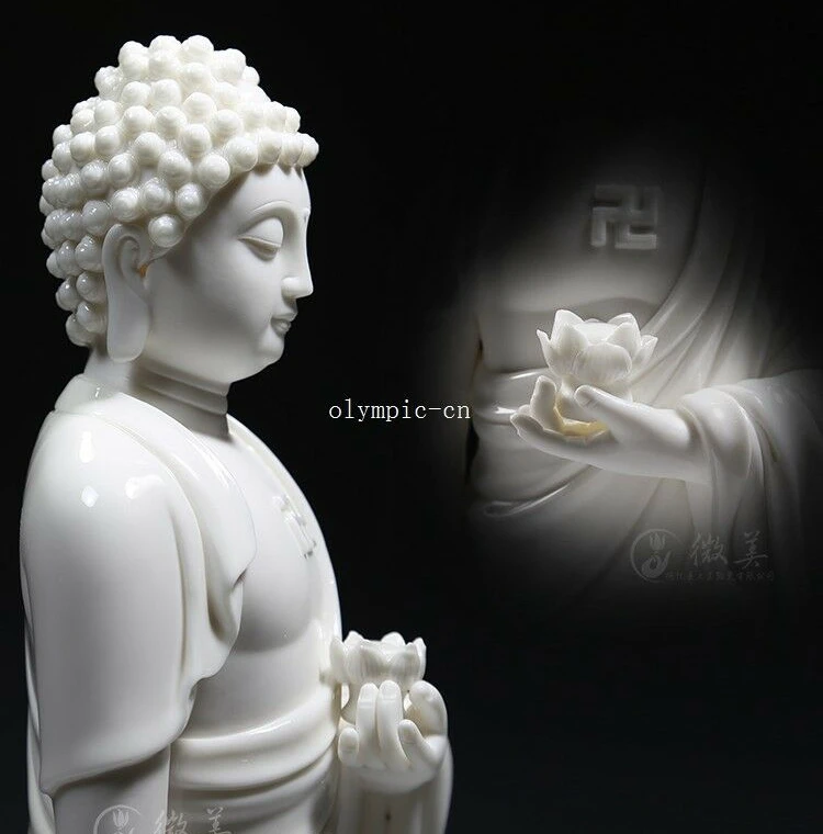 16 ''белый фарфор Dehua temple buddism тафагата статуя Будды Шакьямуни | Дом и сад