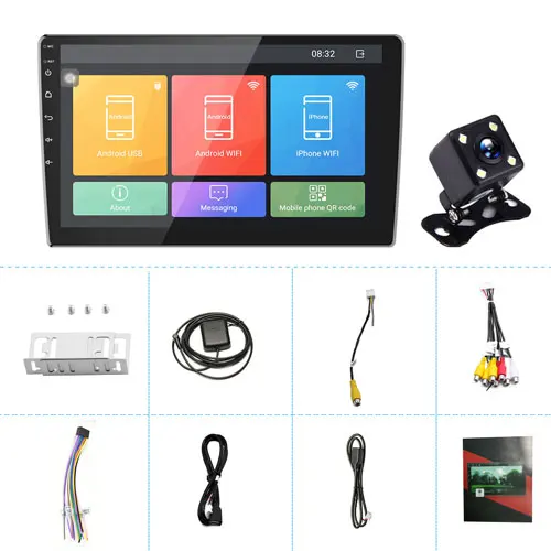 With 4 LED Camera Podofo 10,1 ''Android мультимедийный dvd-плеер gps навигация Авторадио Bluetooth автомобильное радио wifi Зеркало Ссылка 2 Din автомобильный аудио стерео - Цвет: With 4 LED Camera