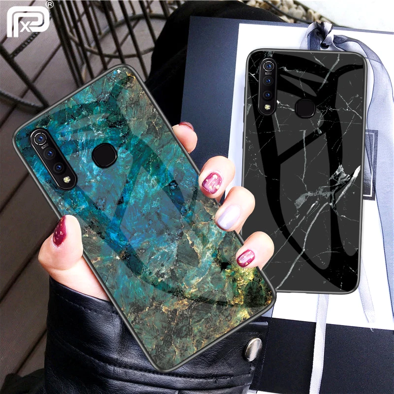 ДЛЯ VIVO Z1 Pro Чехол мраморный узор гладкая задняя крышка из закаленного стекла для
