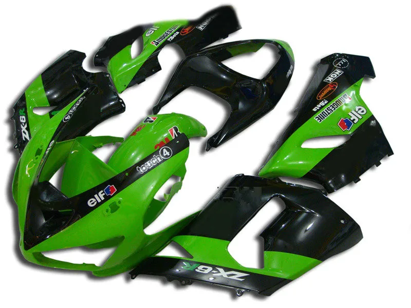 Комплект обтекателей для мотоцикла KAWASAKI Ninja ZX6R 05 06 636 2005 2006 Топ Черный Зеленый ABS