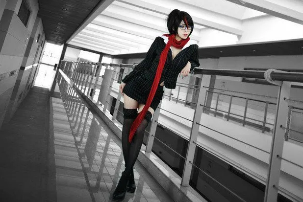 

Женский костюм для косплея аниме, голубая Униформа с шарфом на заказ