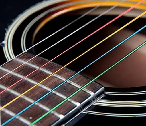 1 Set 6PCS Strings Universal Steel Core E-A Colorful Acoustic Guitar Strings Musical Instrument Guitar Parts Accessories