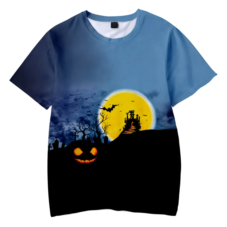Halloween T shirt Новые детские крутые футболки с 3D принтом «Супер Марио» забавная лампа в виде тыквы на Хэллоуин для мальчиков и девочек, футболка в стиле панк с принтом черепа - Цвет: Halloween T shirt
