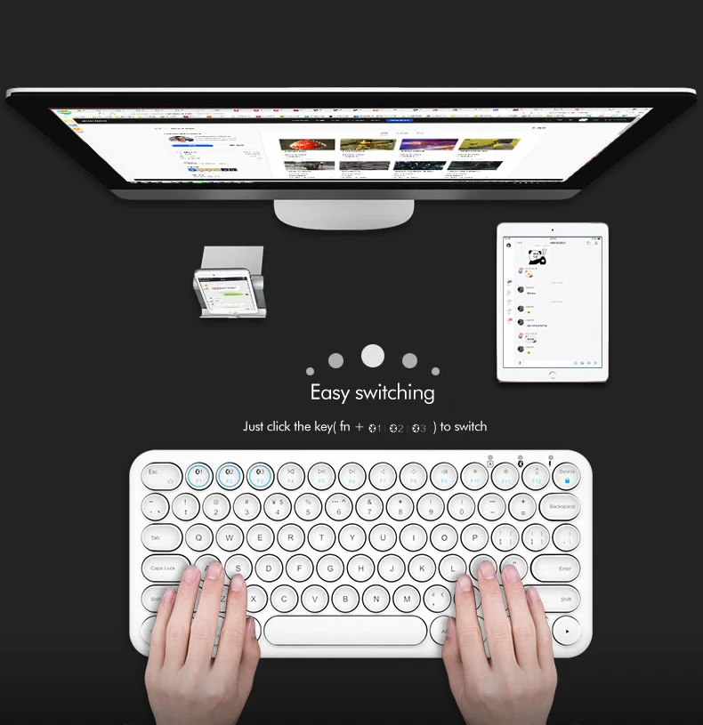 B.O.W многофункциональная bluetooth-клавиатура-Совместимость с Windows, Mac, Android, iPad, iPhone, Apple tv-простое переключение до 3 устройств