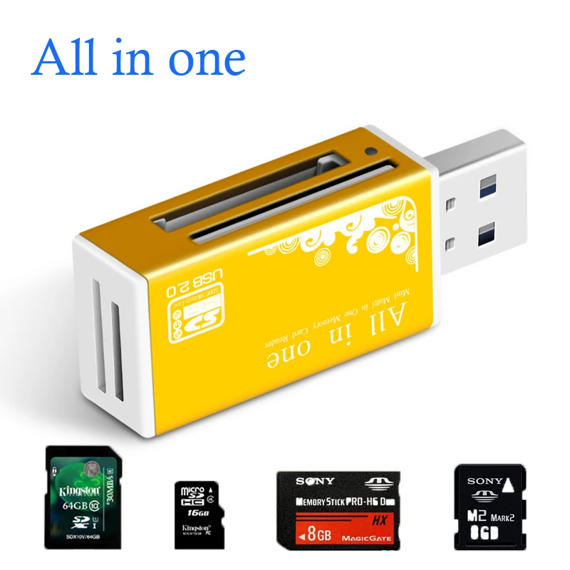 5 piece /bag Smart All in one card reader Multi in 1 card reader SD/SDHC,MMC/RS MMC,MS/MS PRO/MS DUO,M2 card reader Wholesale TF
5 piece /bag Smart All in one card reader Multi in 1 card reader SD/SDHC,MMC/RS MMC,MS/MS PRO/MS DUO,M2 card reader Wholesale TF