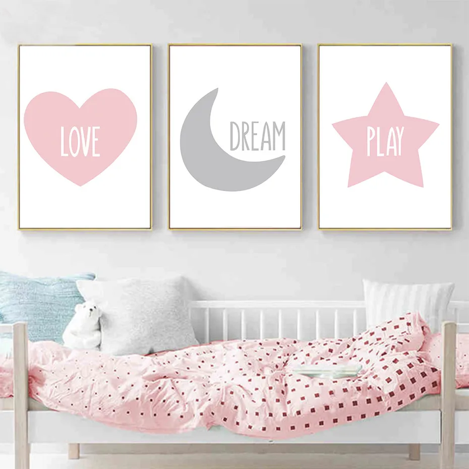 Милые современные детские плакаты с цитатами принт Love Dream Play Картина на холсте