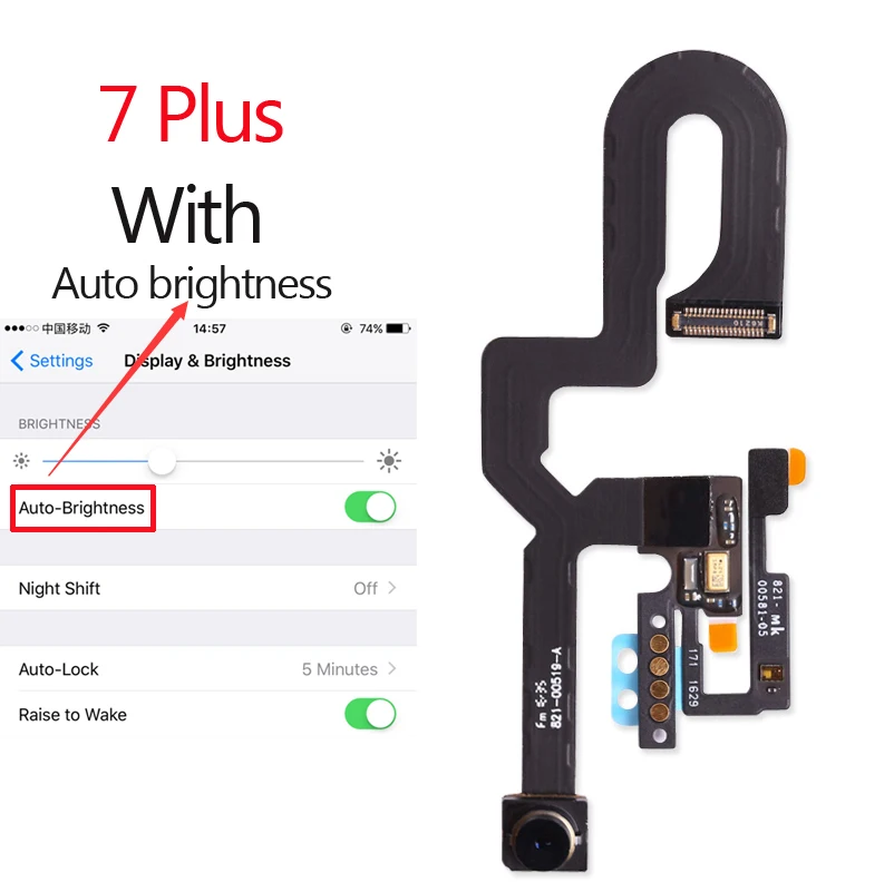 7Plu With Brightness 1 шт тестовая Рабочая фронтальная камера для iPhone 7 8 PLUS X фронтальная камера с датчиком приближения гибкий кабель - Цвет: 7Plu With Brightness