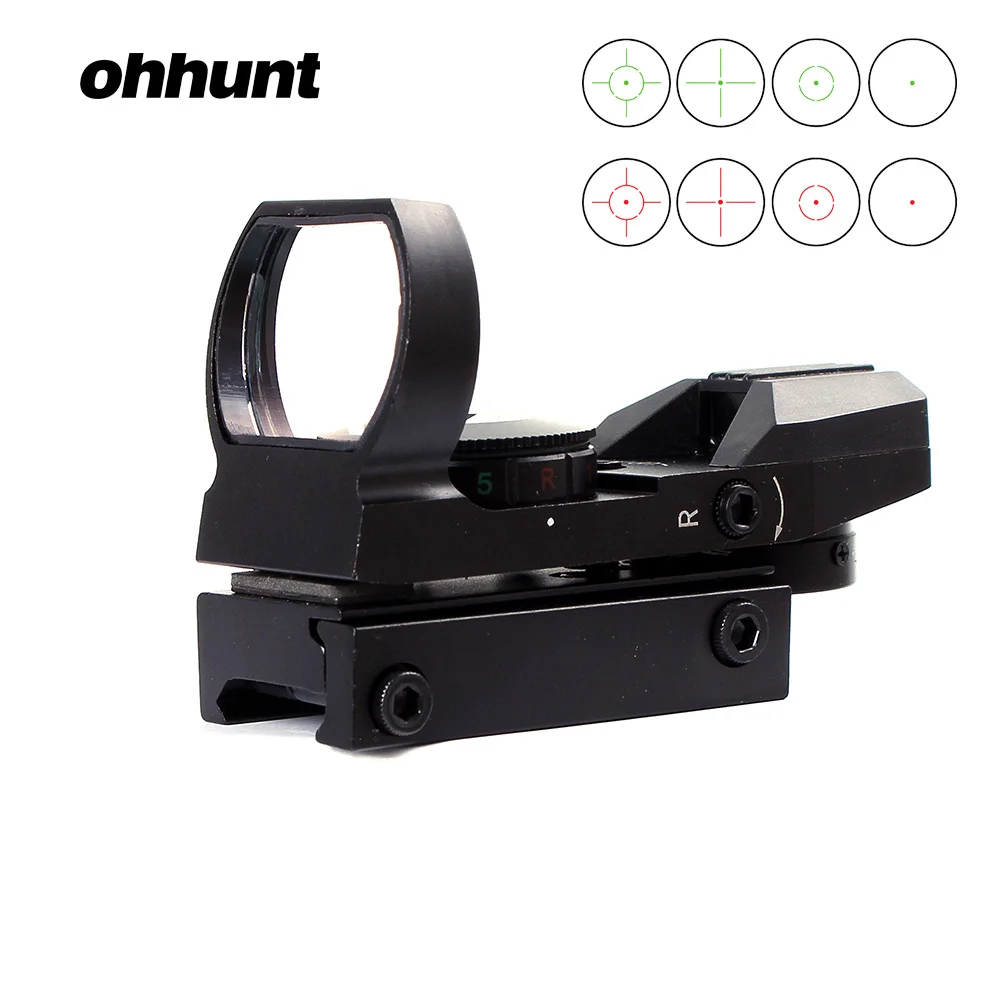 Black Ohhunt тактический охотничий 1X22 имитирующий голографический 4 Сетка светоотражающий красный зеленый точка зрения прицел параллакса Пикатинни Крепление - Цвет: Black