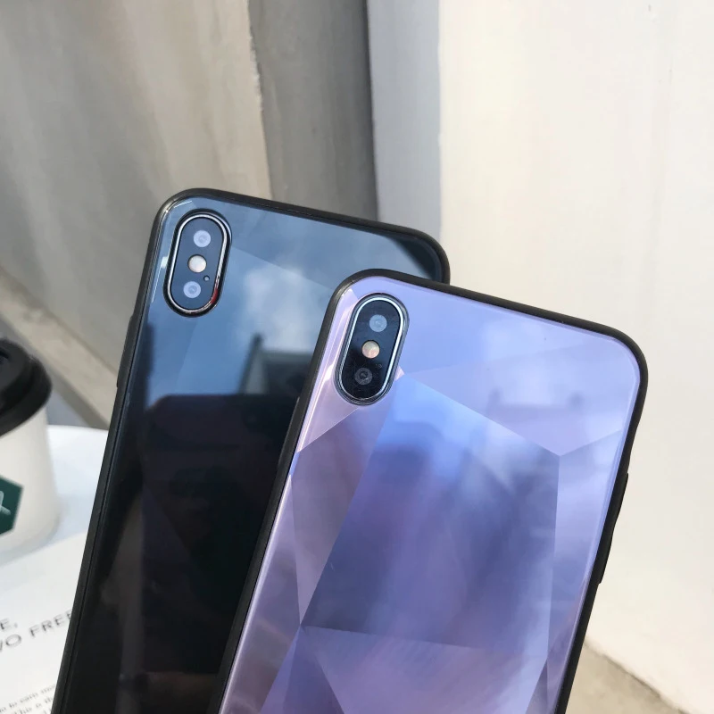 3D Diamond Mirror Glass Phone Case For iPhone 7 8 6 6s Plus X XS Max XR Shiny Prism Bling Huawei P20 Pro Honor 10 |