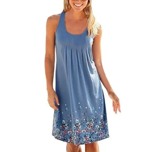 Облегающее трехцветное женское летнее повседневное свободное платье с принтом