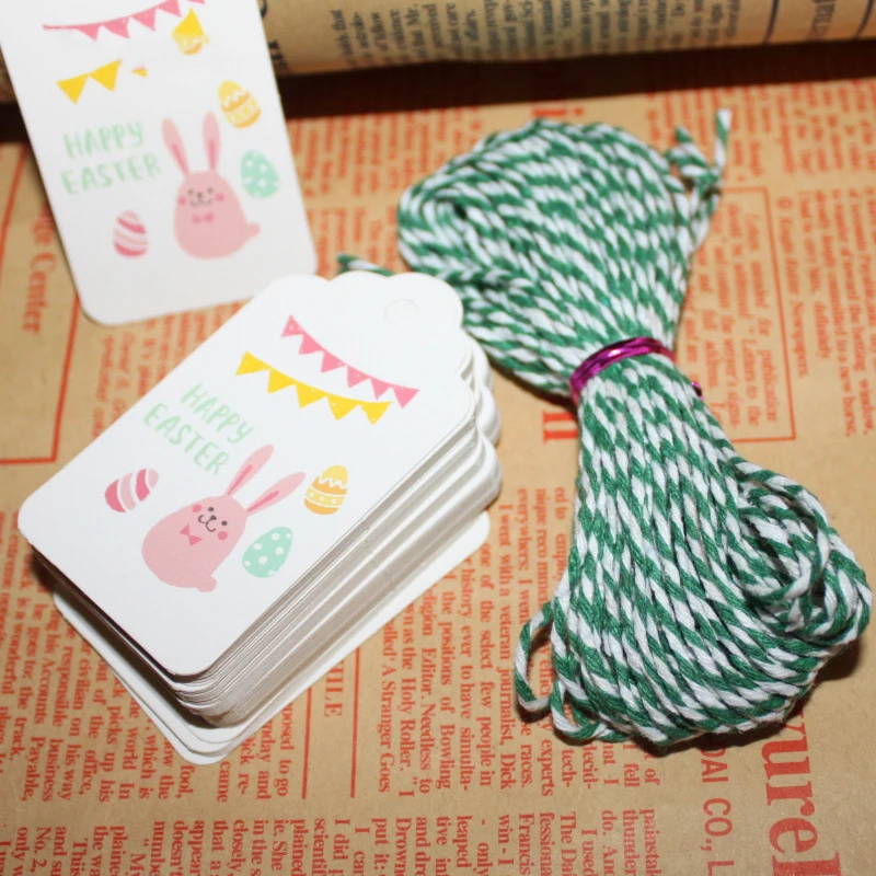 

50pcs/lot Easter Rabbit Kraft Paper Tags Labels DIY Wedding Note Craft Gift Tag Easter Bunny Decorations for Home wielkanoc