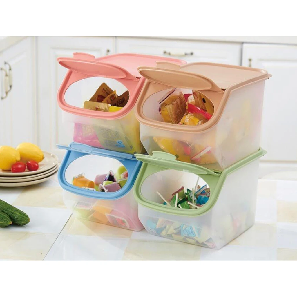 Штабелируемый пластиковый контейнер для крупы с крышкой без БФА коробка