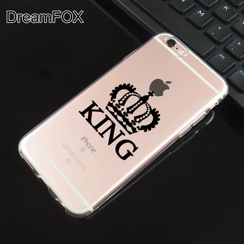 DREAMFOX N093 King queen Корона Мягкий ТПУ силиконовый чехол для Apple iPhone XR XS Max 8X7 6 S плюс 5 5S SE 5C