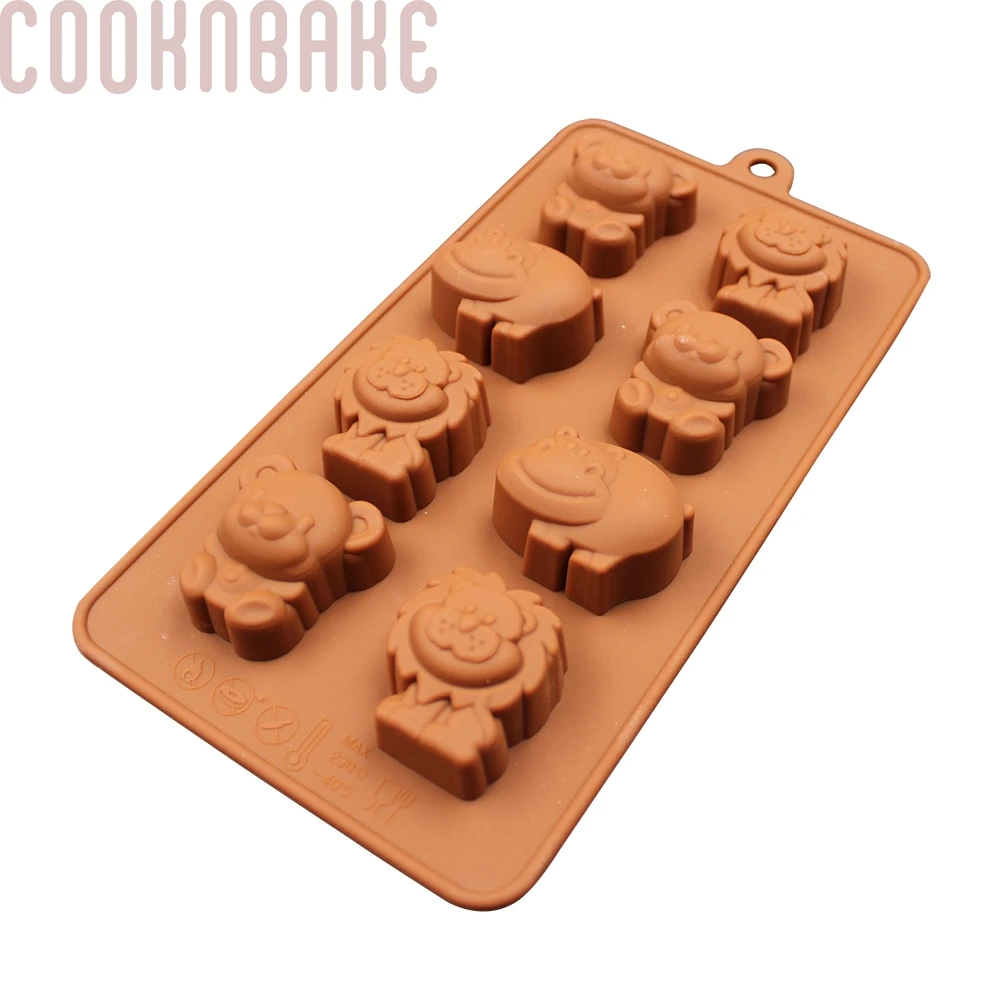 COOKNBAKE DIY печенье конфеты инструменты силиконовые формы 8 животных формочка для шоколада льва бегемота медведь формы для печения SICM-008-18