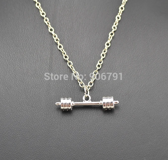 20 шт. в партии модная гантеля с родиевым покрытием Женское Ожерелье для спортзала