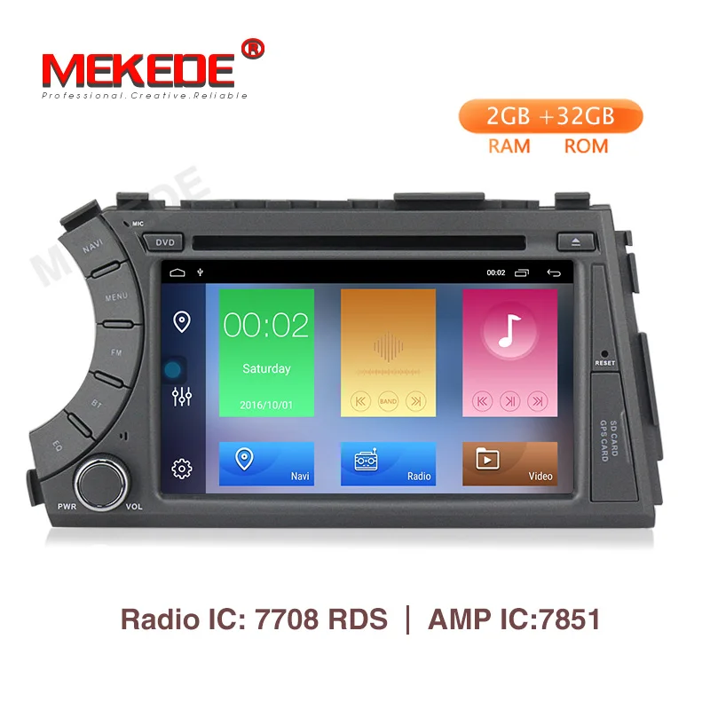 MEKEDE 2+ 32G Автомобильный мультимедийный плеер Android 9,1 Автомобильный GPS Радио Стерео dvd-плеер для ссангйонг Актион, ссангйонг кайрон с радио Wifi BT