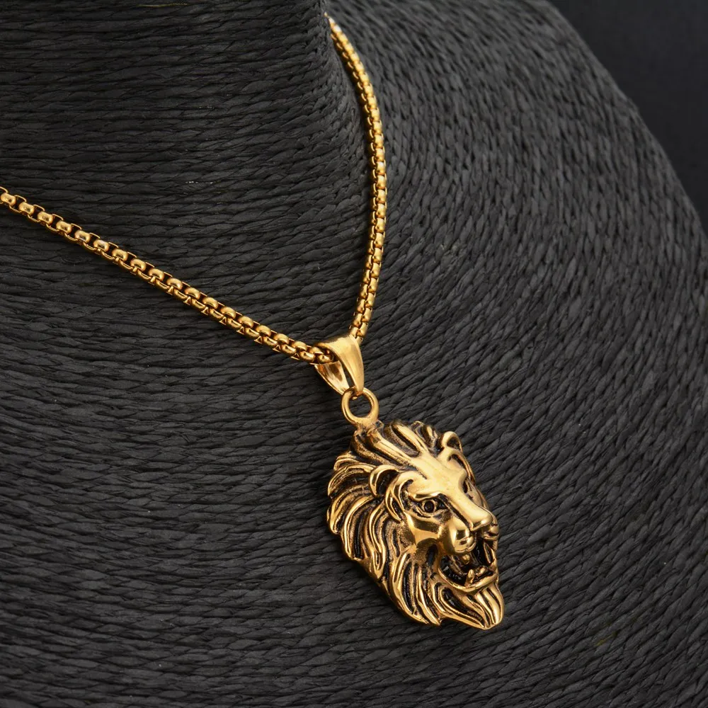 Новинка 2019 года Goofan хип хоп голова льва кулон цепочки и ожерелья нержавеющая