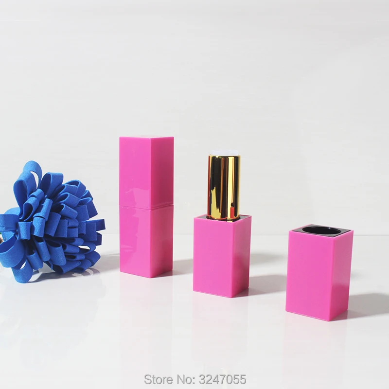 40 шт./лот квадратная пустая трубка для губ блестящая фуксия 12 1 мм матовый