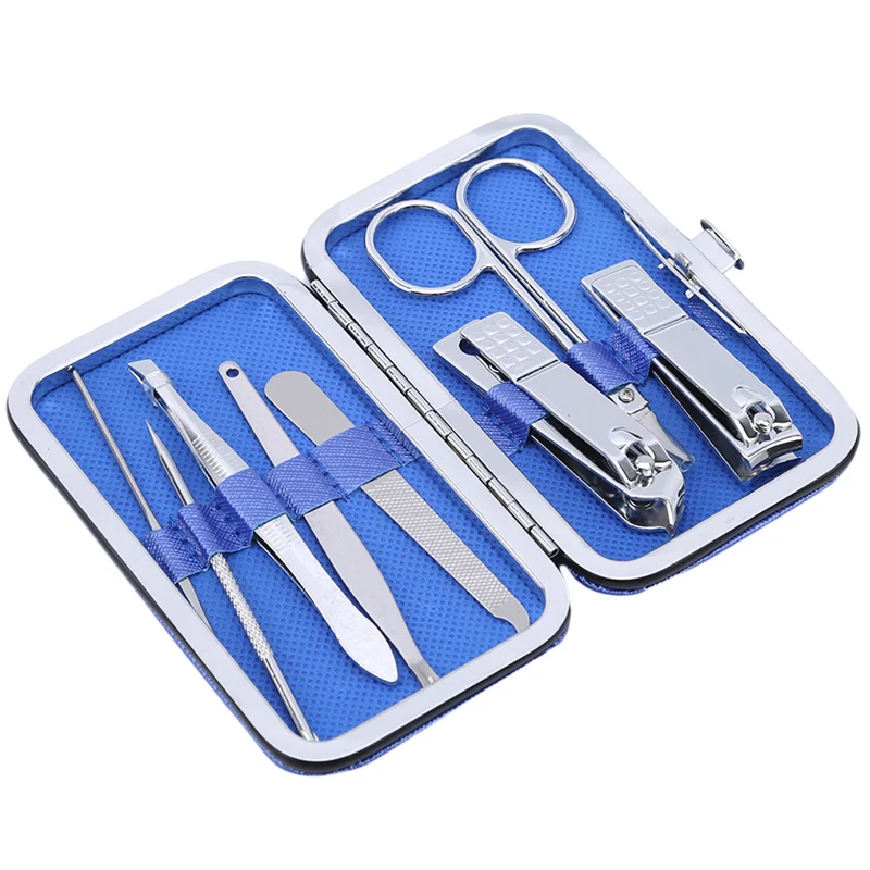 8PCS/Set Stainless Steel Kit Nail Pedicure Manicure Set Art Care Scissor Tweezer Ear Pick Clipper Acne Needle Tool Utility