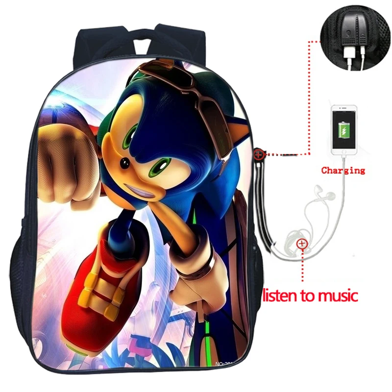 Sonic зубная щётка USB заряд рюкзак для учеников, мальчиков и девочек сумки модные школьные сумки для подростков повседневные Для мужчин Для женщин подростков распылитель ранцевого типа для с