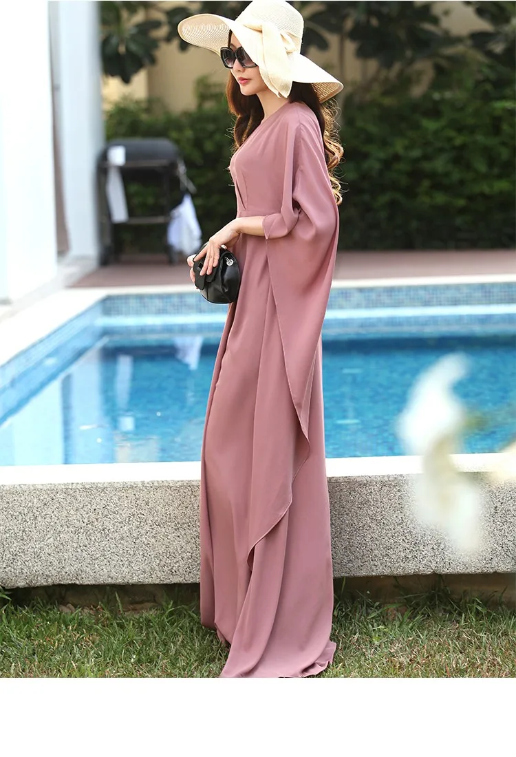 WBCTW Boho Dress7XL плюс размер длинное шифоновое платье с расклешенными бабочками 2/3