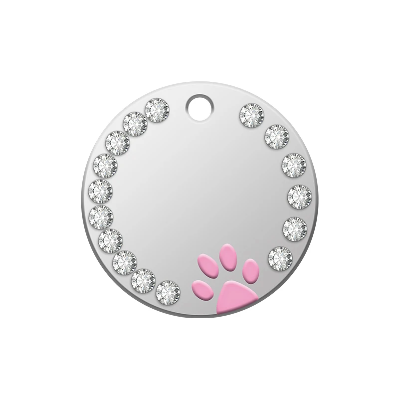 Footprint Pink Персонализированная бирка для собак, выгравированный металлический ошейник для питомца, аксессуары из нержавеющей стали, костяная лапа для питомца, щенка, кошки, идентификационная бирка, анти-потеря - Цвет: Footprint Pink