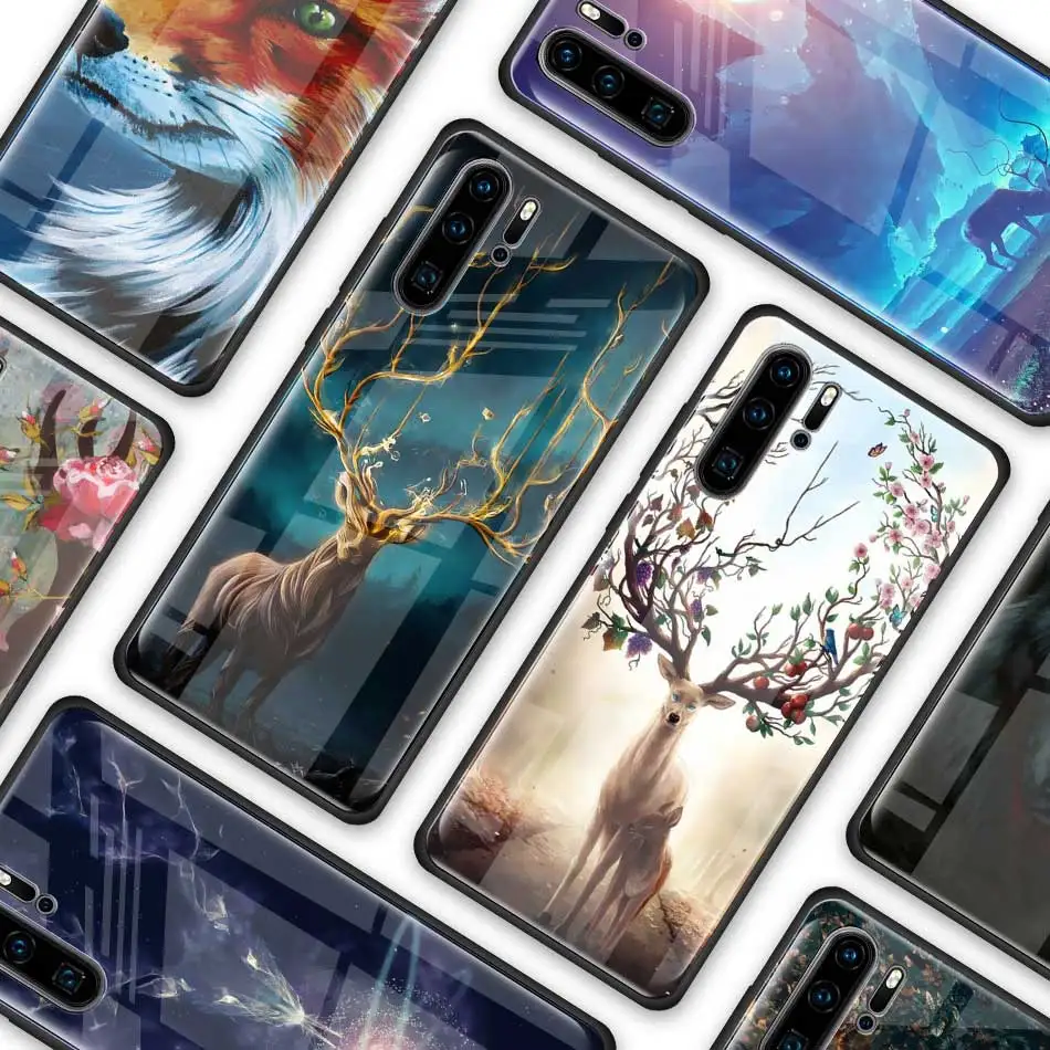 Чехол из закаленного стекла с изображением животных оленя льва Для huawei P30 Pro P10 P20 P30 Lite mate 10 20 Pro Honor 20 Pro 8X