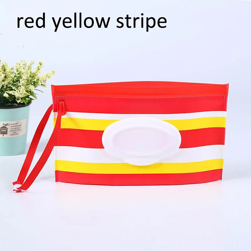 red yellow stripe 1Pcs24*14 см сумка для салфеток портативная коробка для влажных салфеток коробка для хранения салфеток коробка для салфеток детские салфетки Портативный чехол для троса коробка для салфеток - Цвет: red yellow stripe
