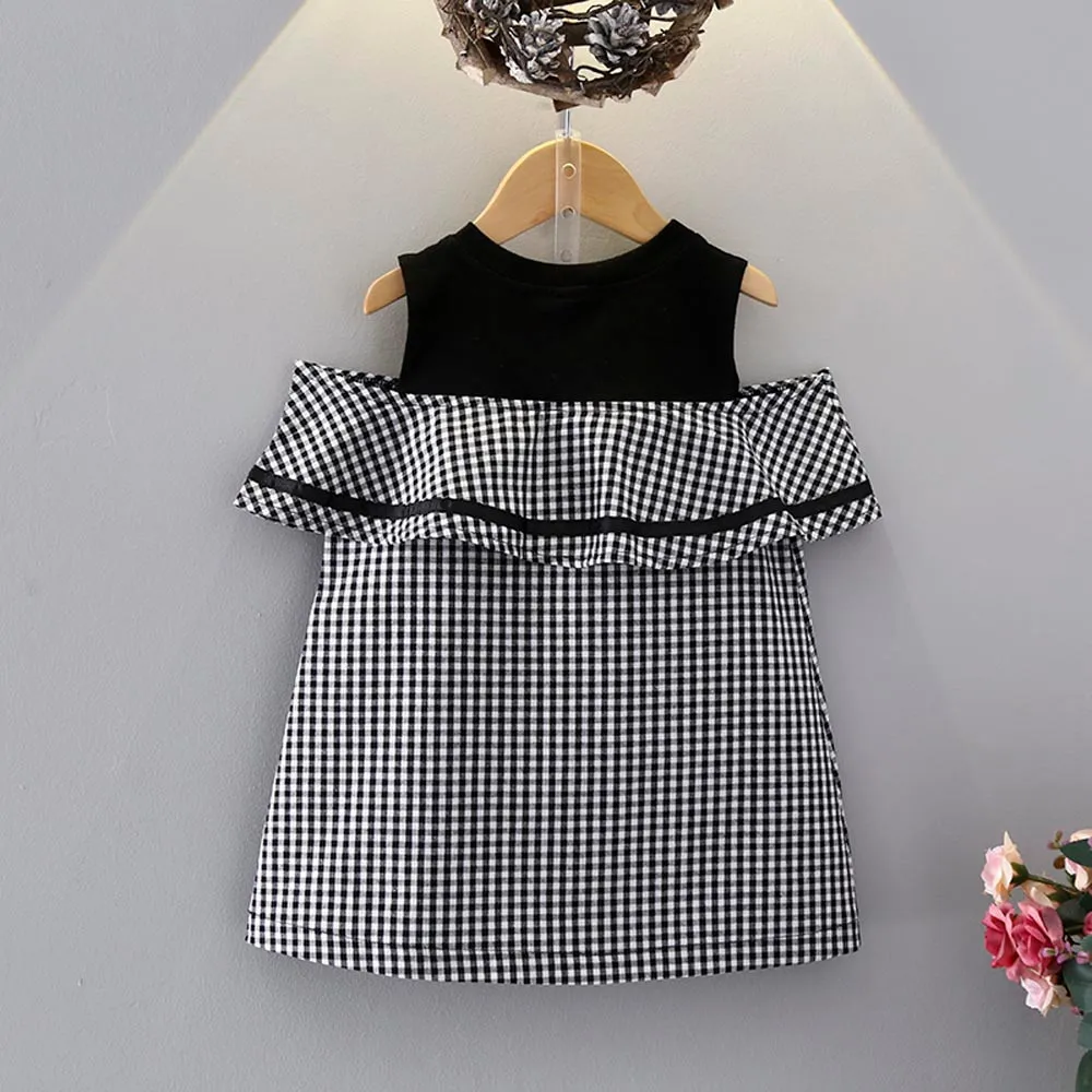 Платье для девочек ясельного возраста 2019 детская одежда клетчатое платье без