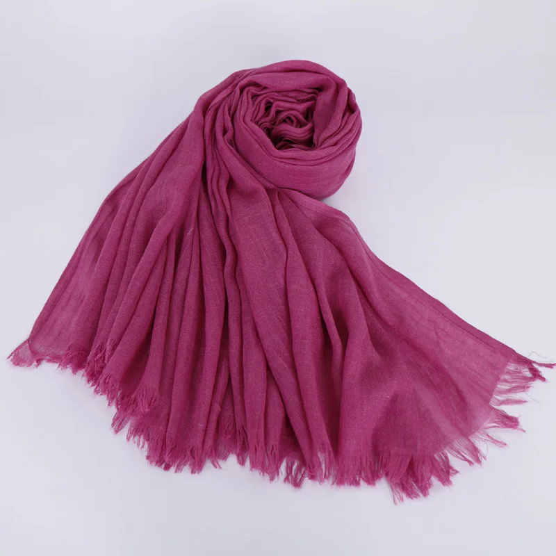 Spring summer maxi Plain Hijab Scarf Shawls muslim headscarf soft cotton Frayed Hijabs Pashmina wraps headband scarves 190x120cm |