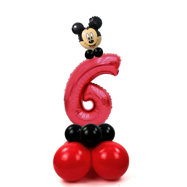 Mickey 6 20 шт./компл. Микки и Минни Маус лазерная головка Красного номер Фольга воздушные шары 1st День рождения юбилея украшения Детские игрушки Baby Shower поставки - Цвет: Mickey 6