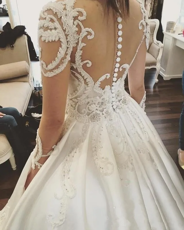 Свадебные платья с длинным рукавом и шлейфом роскошные кружевные свадебные