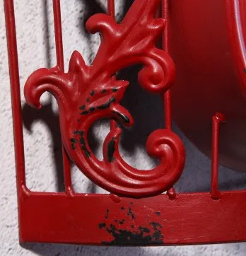 Красные кованые железные винтажные большие декоративные настенные часы на