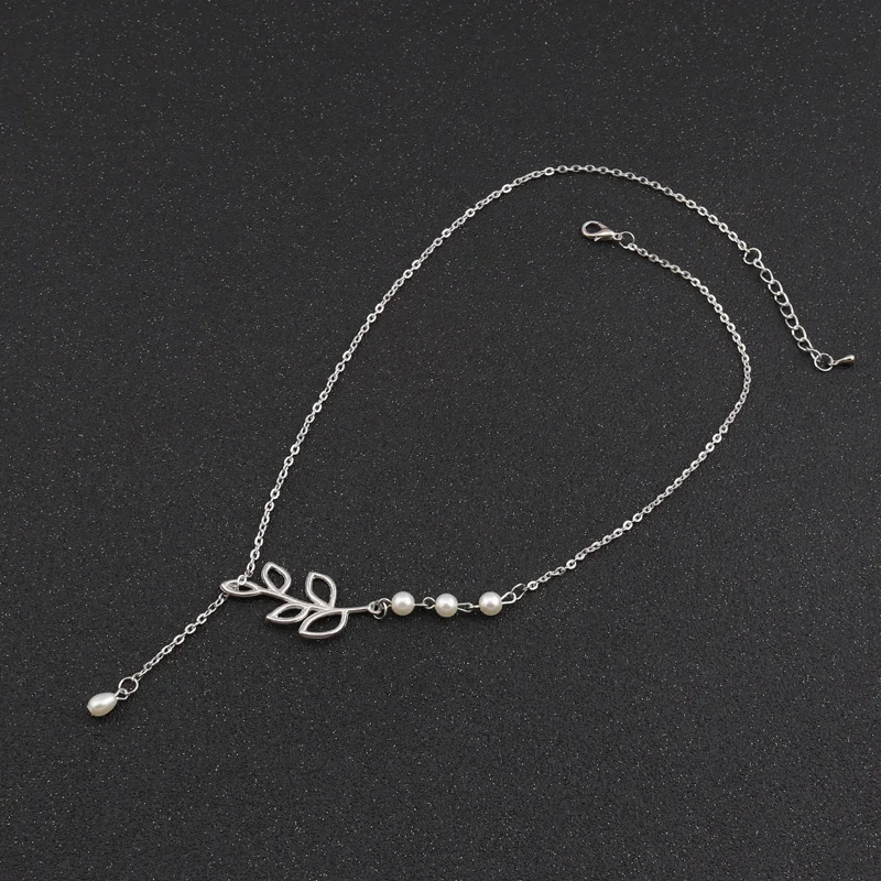 Tenande горячая Распродажа модный серебряный цвет полый лист искусственный жемчуг