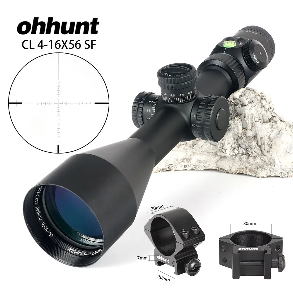 with Picatinny Rings CL 4-16X56 SF охотничий винтовочный оптический прицел стекло травленая сетка боковая параллакса башенки замок Сброс прицел с пузырьковым уровнем - Цвет: with Picatinny Rings